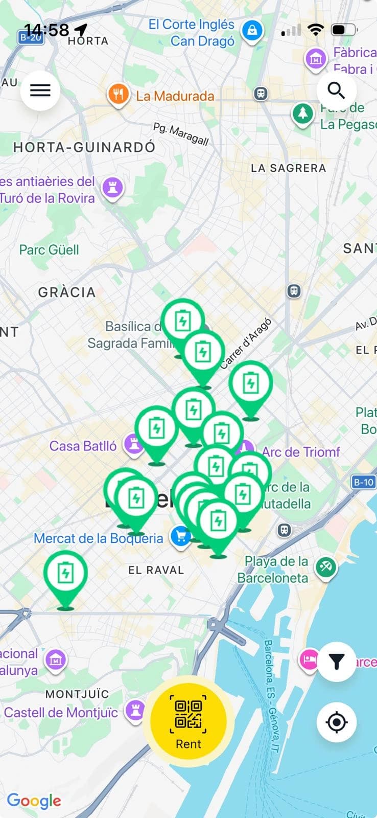 Fully app map of power-bank stations