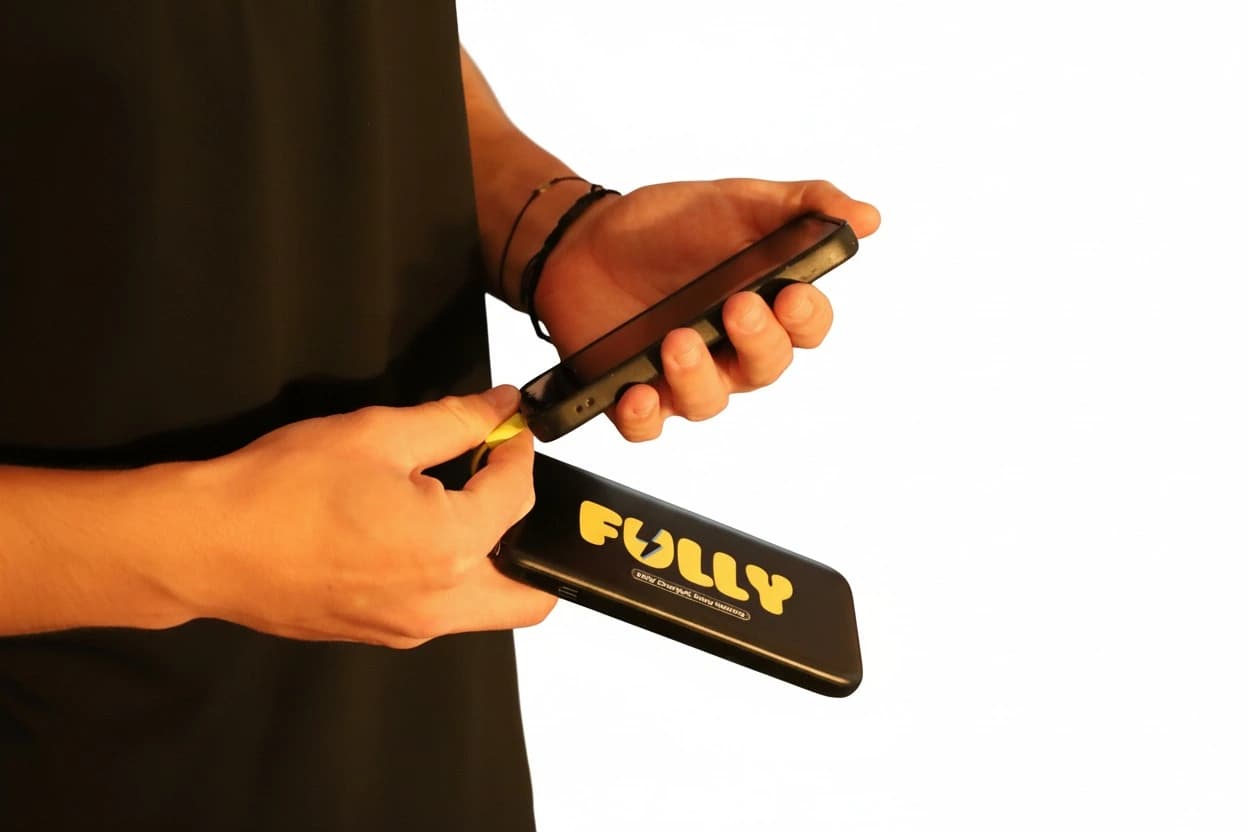 Customer holding a Fully power bank